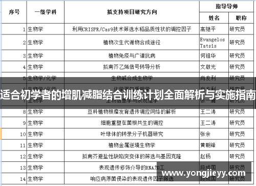 适合初学者的增肌减脂结合训练计划全面解析与实施指南